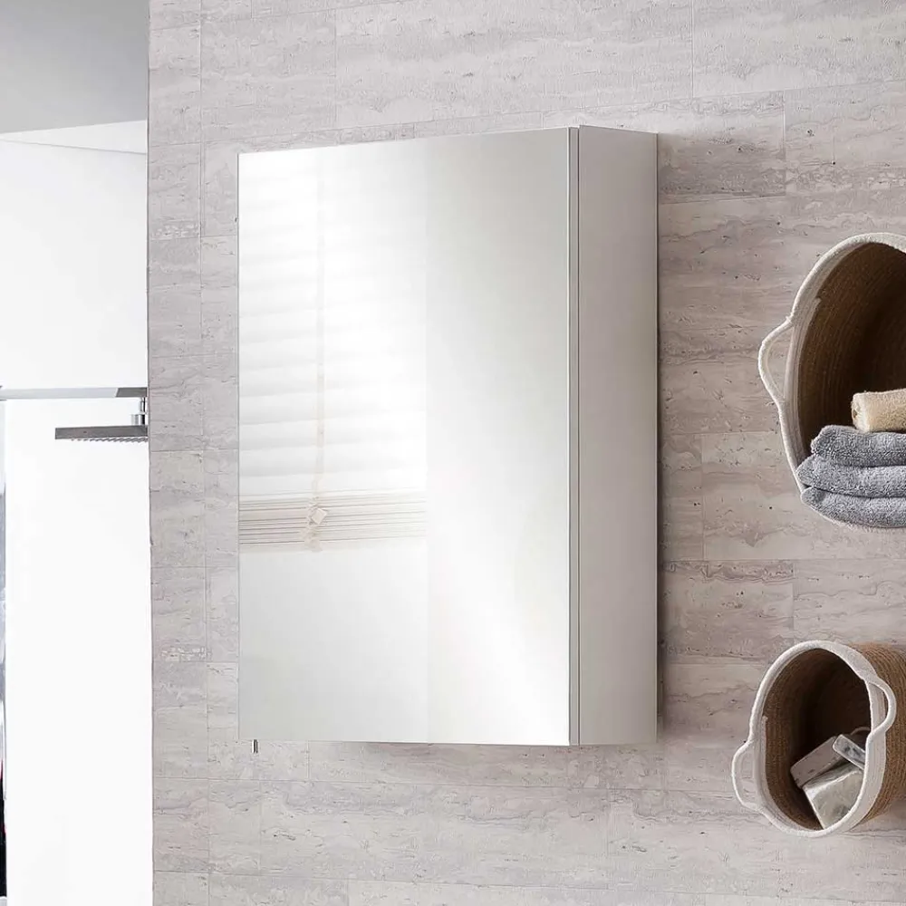 Wohnen Bad-Spiegelschränke*Badezimmer Spiegelschrank in Weiß 1-türig - Etravia I