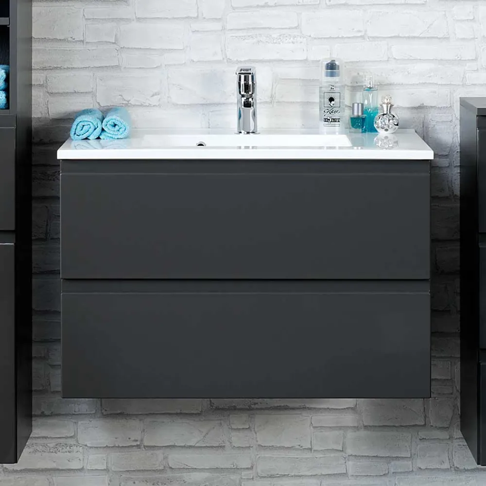 Wohnen Waschtisch|Waschbeckenunterschränke*Badezimmer Waschtisch Blaxin in Anthrazit Hochglanz