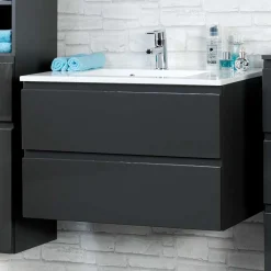 Wohnen Waschtisch|Waschbeckenunterschränke*Badezimmer Waschtisch Blaxin in Anthrazit Hochglanz