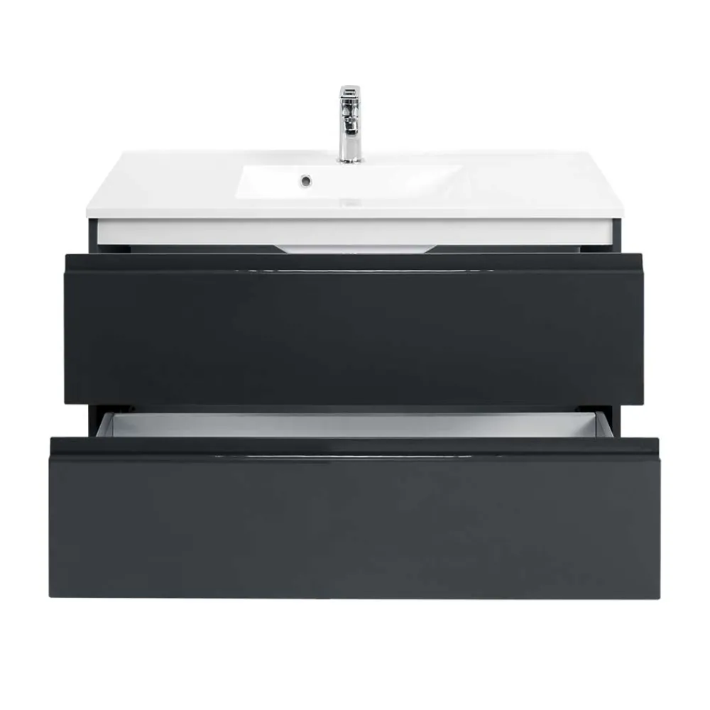 Wohnen Waschtisch|Waschbeckenunterschränke*Badezimmer Waschtisch Blaxin in Anthrazit Hochglanz