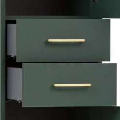 Wohnen Skandinavische Möbel|Badezimmer Komplett*Badezimmermöbel in Dunkelgrün & Gold - Aqua (dreiteilig)