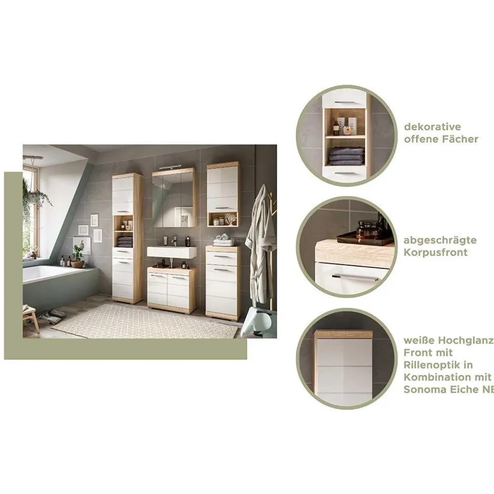 Wohnen Badezimmerschrank hängend in Weiß HG - Calbanyara