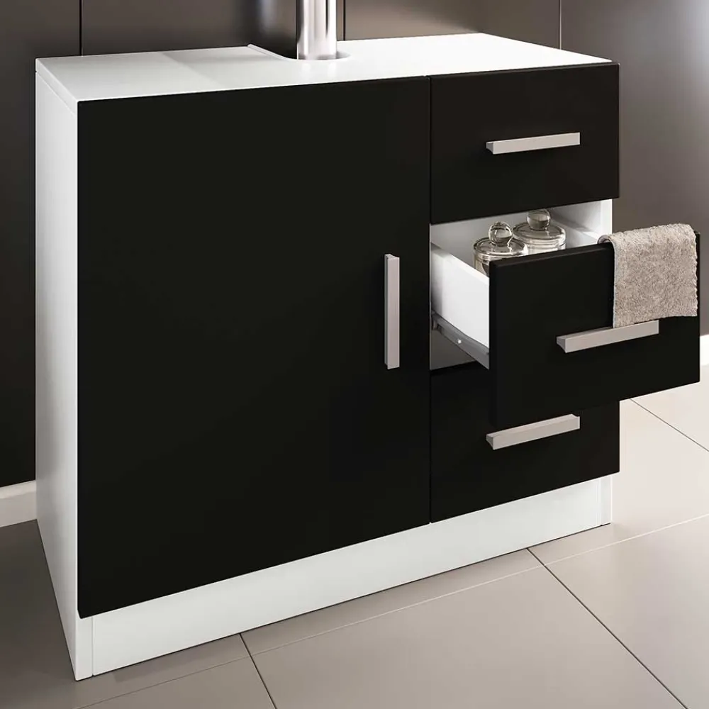 Wohnen Waschtisch|Waschbeckenunterschränke*Badkommode fürs Waschbecken in Schwarz Weiß - Musone
