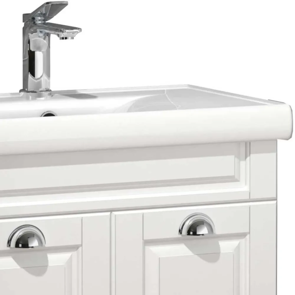 Wohnen Weiße Möbel|Glasmöbel*Badmöbel Kombination klassisch - Akira (vierteilig)