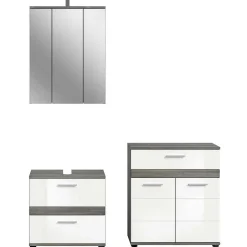 Wohnen Weiße Möbel|Glasmöbel*Badmöbel Kombination modern - Chapan (dreiteilig)