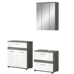 Wohnen Weiße Möbel|Glasmöbel*Badmöbel Kombination modern - Chapan (dreiteilig)