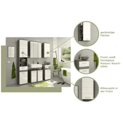 Wohnen Weiße Möbel|Glasmöbel*Badmöbel Kombination modern - Chapan (dreiteilig)