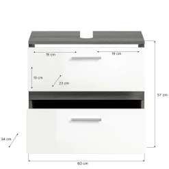 Wohnen Weiße Möbel|Glasmöbel*Badmöbel Kombination modern - Chapan (dreiteilig)