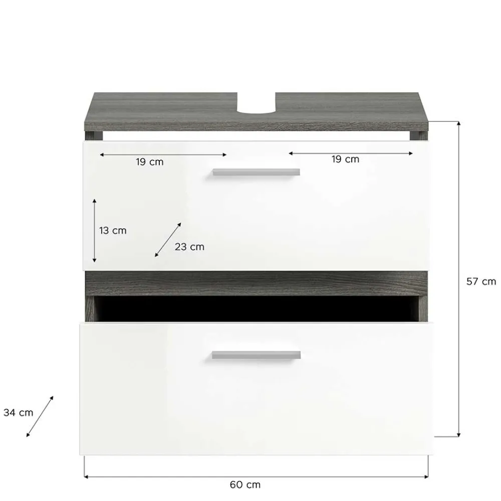 Wohnen Weiße Möbel|Glasmöbel*Badmöbel Kombination modern - Chapan (dreiteilig)
