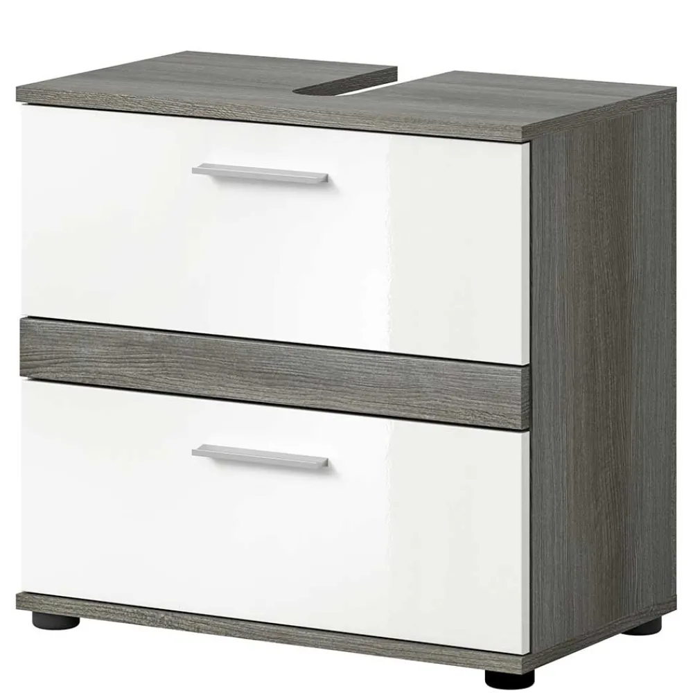 Wohnen Weiße Möbel|Glasmöbel*Badmöbel Kombination modern - Chapan (dreiteilig)