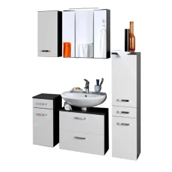 Wohnen Badmöbel Set Tiamos in Weiß Hochglanz (fünfteilig)