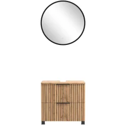 Wohnen Badmöbel Waschtisch Kombi mit LED Spiegel - Crystoga (zweiteilig)