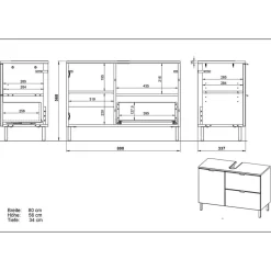 Wohnen Badschrank fürs Waschbecken in 80 cm Breite - Otrus