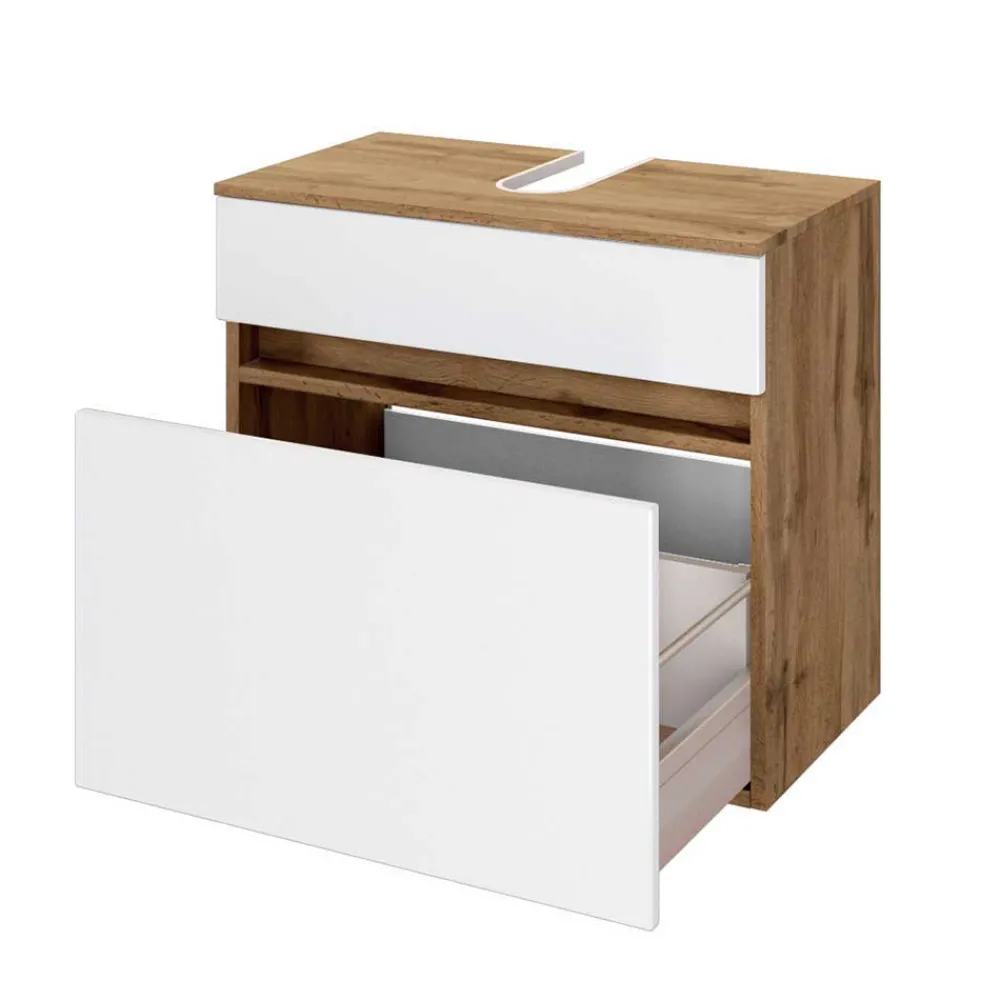 Wohnen Weiße Möbel|Badezimmer Komplett*Badschränke Komplett-Set - Maklesa (sechsteilig)