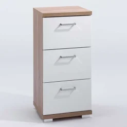 Wohnen Bad-Unterschrank in Weiß und Sonoma Eiche - Faneto