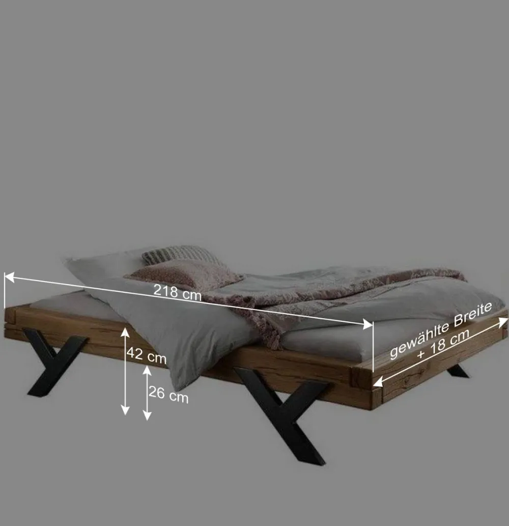 Wohnen Balkenbett aus Eichenholz ohne Kopfteil - Rovina