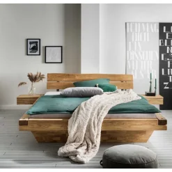 Wohnen Jugendbetten*Balkenbett mit Baumkanten Kopfteil - Laredo (dreiteilig)