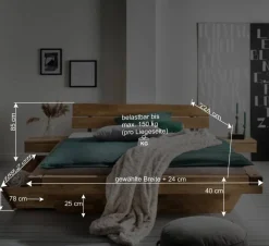 Wohnen Jugendbetten*Balkenbett mit Baumkanten Kopfteil - Laredo (dreiteilig)