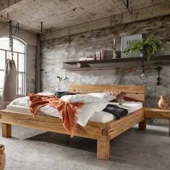 Wohnen Betten|Betten*Balkenbett mit Naturkanten Kopfteil - Blevos
