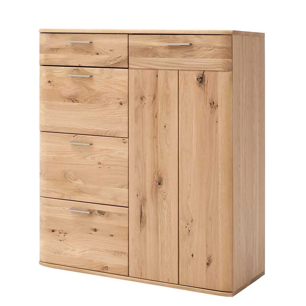 Wohnen Balkeneiche Kombikommode mit 4 Schubladen - Mabasa