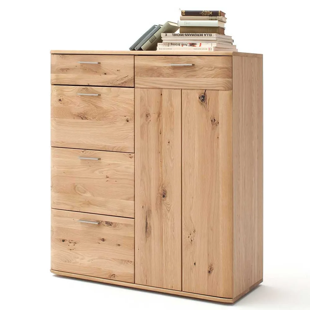 Wohnen Balkeneiche Kombikommode mit 4 Schubladen - Mabasa