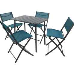 Wohnen Sitzgruppe|Balkonmöbel*Balkon Tischgruppe in Schwarz Türkis - Ariet (fünfteilig)