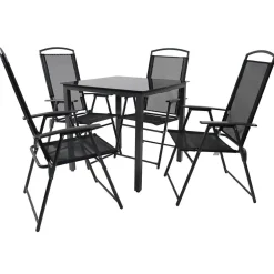 Wohnen Metall-Gartenmöbel|Sitzgruppe*Balkon-Tischgruppe für 4 Personen - Crimas (fünfteilig)