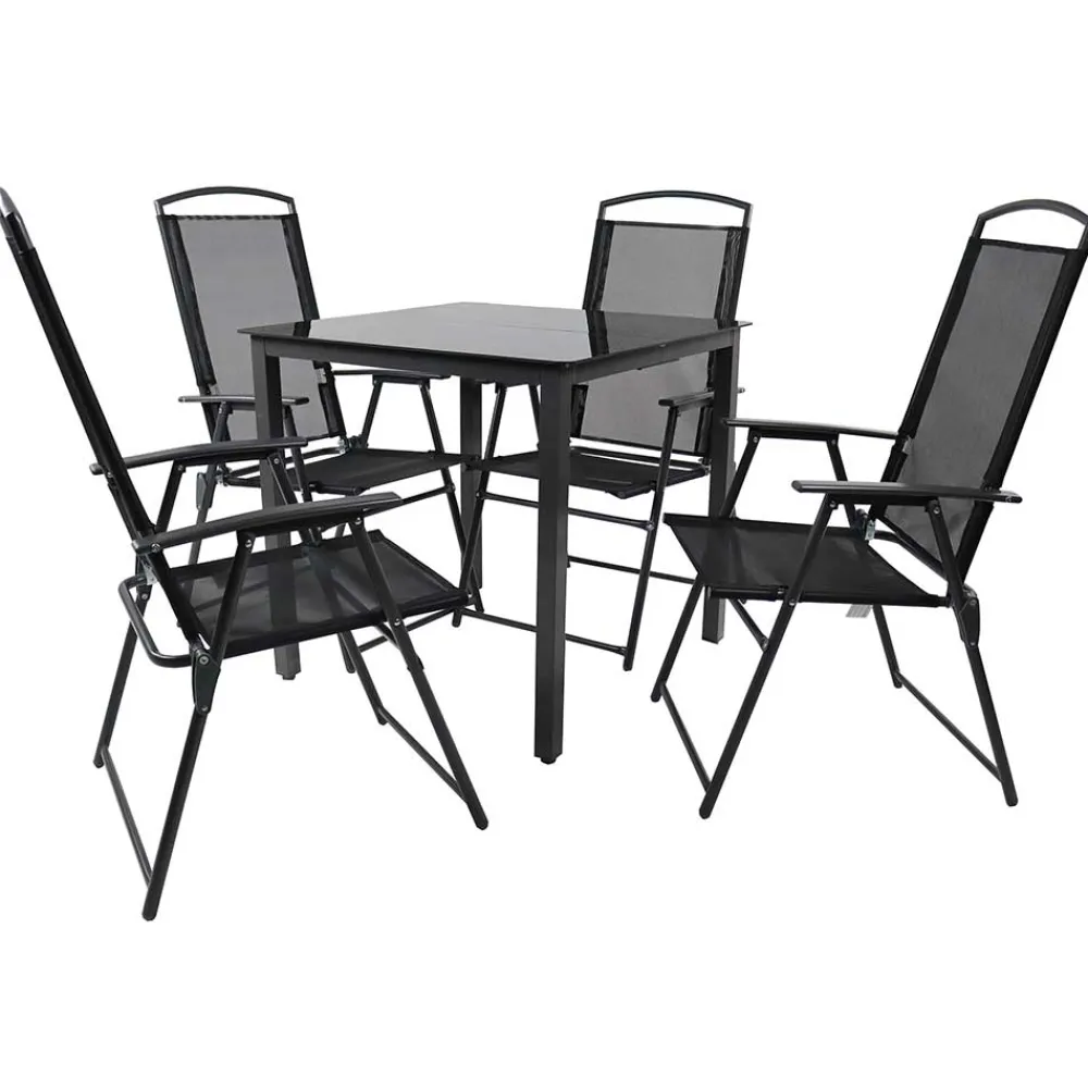 Wohnen Metall-Gartenmöbel|Sitzgruppe*Balkon-Tischgruppe für 4 Personen - Crimas (fünfteilig)