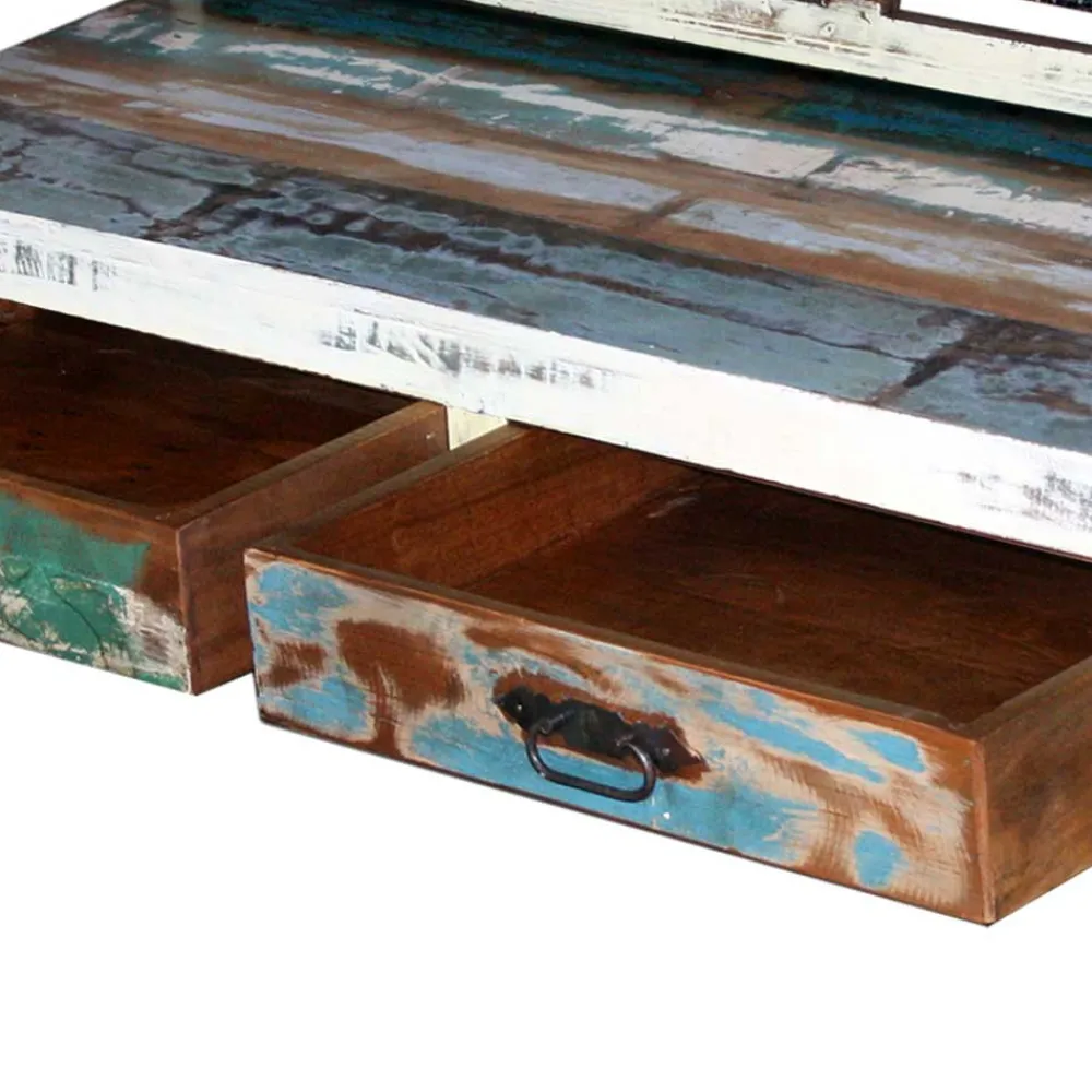 Wohnen Bank aus Altholz mit zwei Schubladen - Alisa