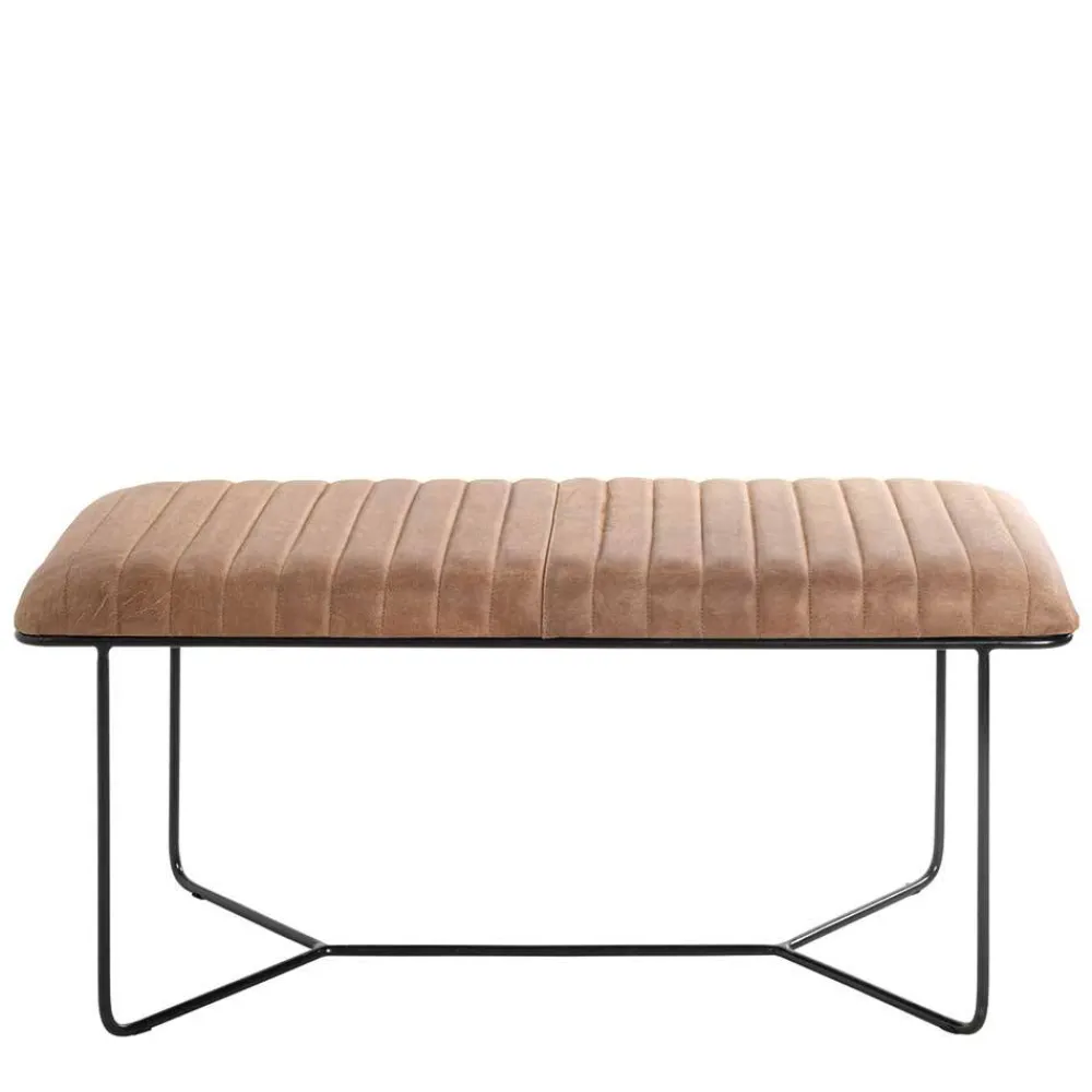 Wohnen Küchenbänke|Esszimmerbänke*Bank aus gedecktem Glattleder in Braun - Teamona