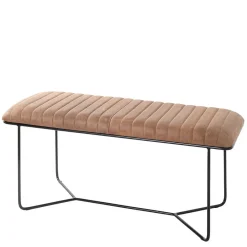 Wohnen Küchenbänke|Esszimmerbänke*Bank aus gedecktem Glattleder in Braun - Teamona