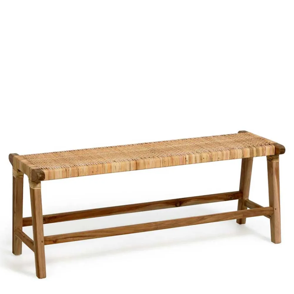 Wohnen Rattanmöbel|Küchenbänke*Bank aus Rattan Geflecht & Teak Holz - Thani