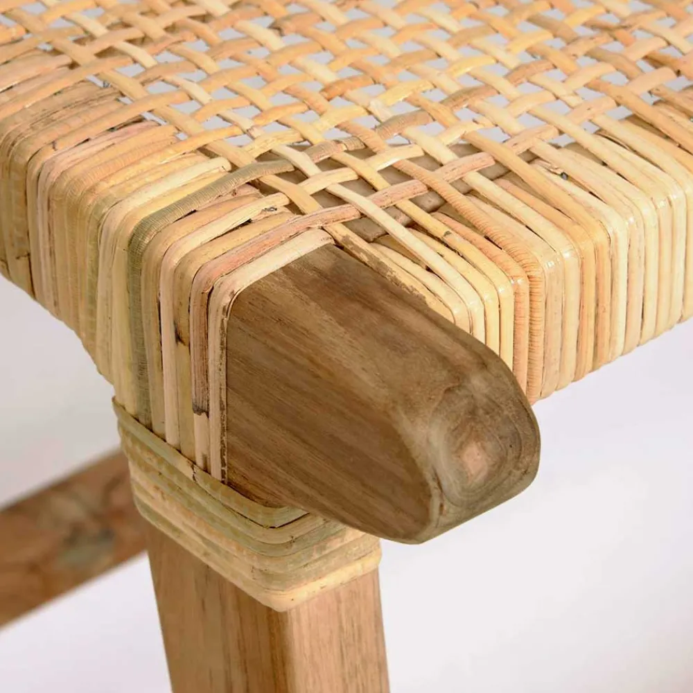 Wohnen Rattanmöbel|Küchenbänke*Bank aus Rattan Geflecht & Teak Holz - Thani