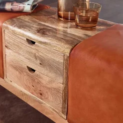 Wohnen Schuhschränke|Sitzbank*Bank in Turnbock Optik aus braunem Leder - Maestoso