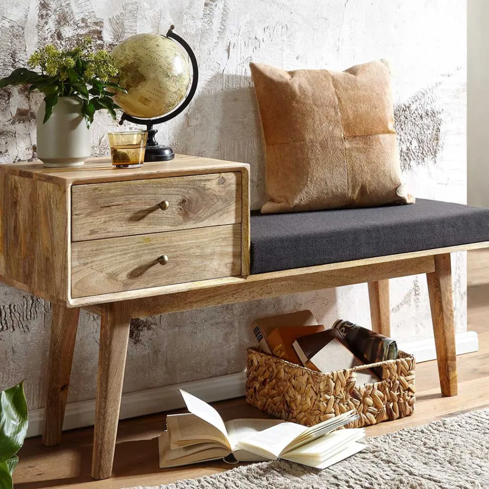 Wohnen Schuhschränke*Bank mit Schubladen aus Mangobaum Massivholz - Basserini