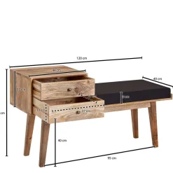 Wohnen Schuhschränke*Bank mit Schubladen aus Mangobaum Massivholz - Basserini