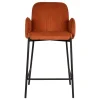 Wohnen Braune Möbel|Sessel & Hocker*Barhocker mit Armlehnen aus Cord Rost Braun - Benede (2er Set)