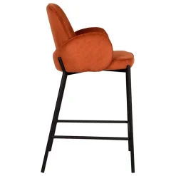 Wohnen Braune Möbel|Sessel & Hocker*Barhocker mit Armlehnen aus Cord Rost Braun - Benede (2er Set)