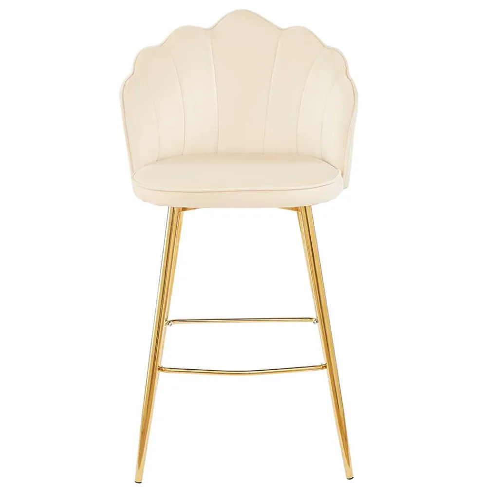 Wohnen Barhocker mit Muschel-Lehne in Beige - Grovossa (2er Set)