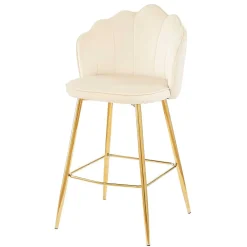 Wohnen Barhocker mit Muschel-Lehne in Beige - Grovossa (2er Set)