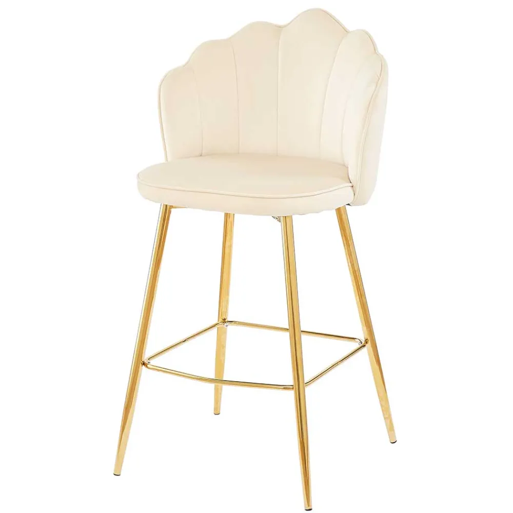 Wohnen Barhocker mit Muschel-Lehne in Beige - Grovossa (2er Set)