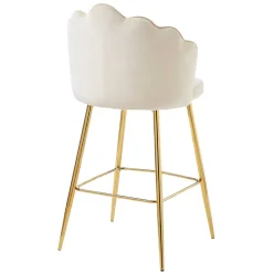 Wohnen Barhocker mit Muschel-Lehne in Beige - Grovossa (2er Set)