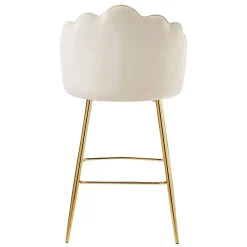 Wohnen Barhocker mit Muschel-Lehne in Beige - Grovossa (2er Set)