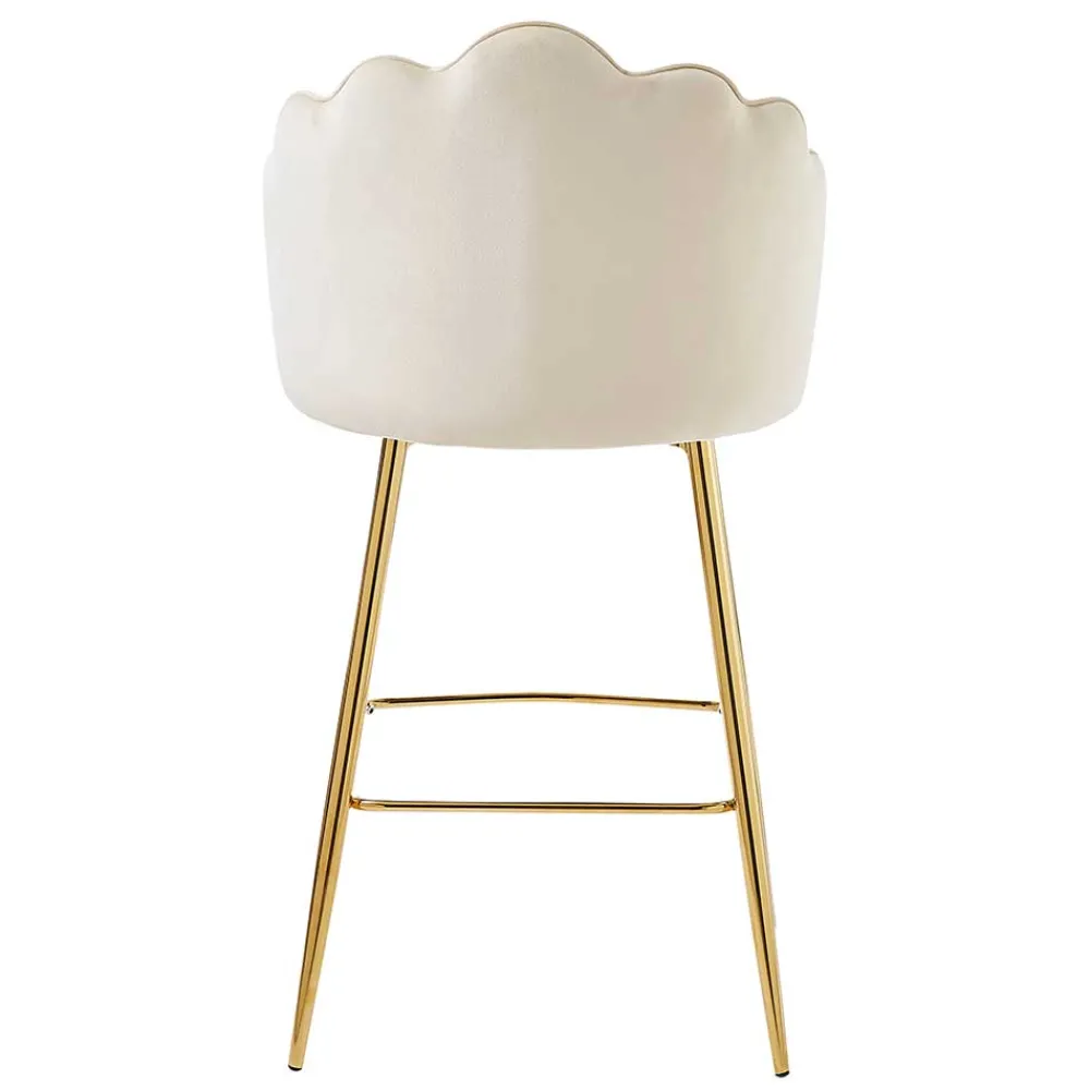 Wohnen Barhocker mit Muschel-Lehne in Beige - Grovossa (2er Set)