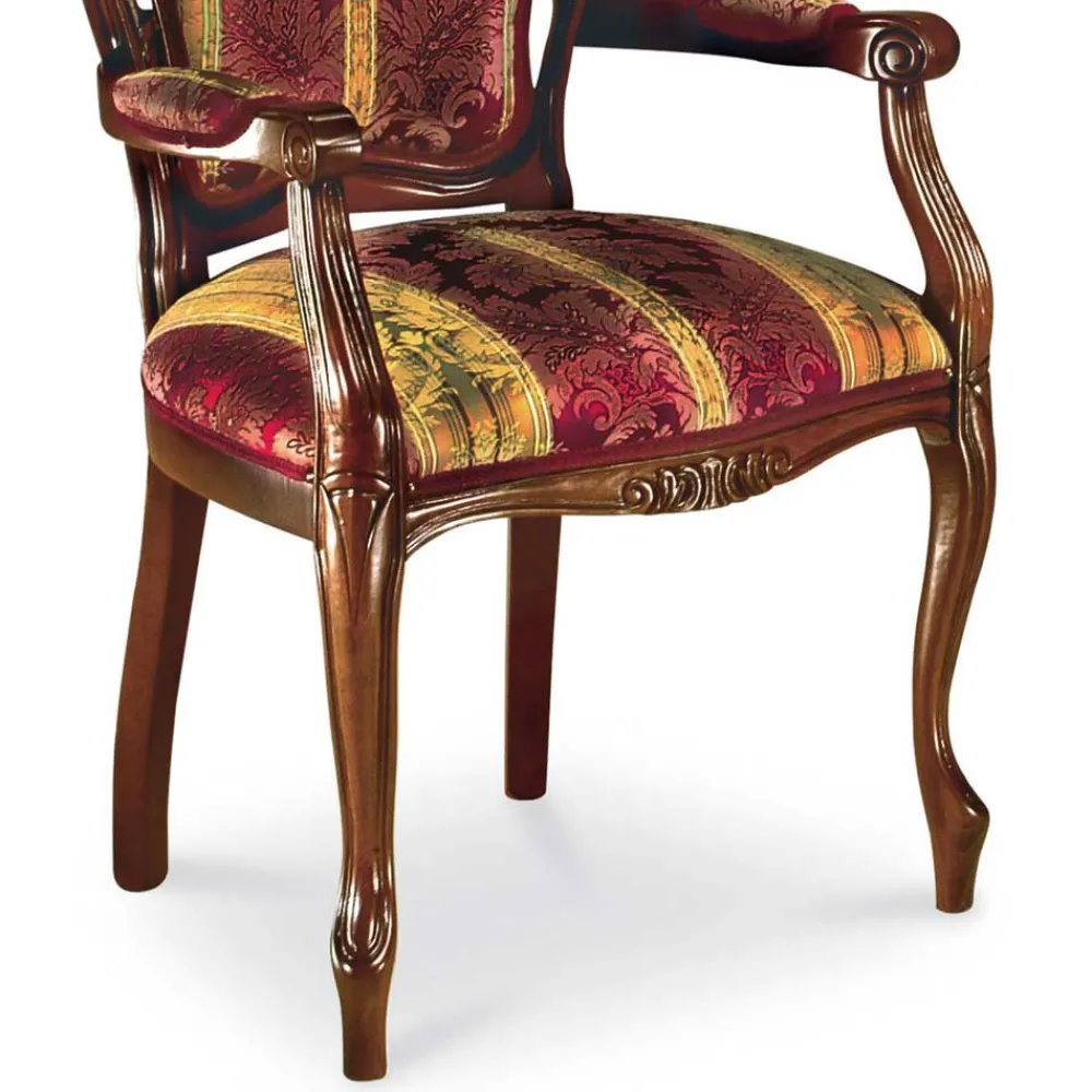 Wohnen Barock Armlehnstuhl in Rot Gold Magari mit floralem Muster