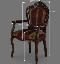 Wohnen Barock Armlehnstuhl in Rot Gold Magari mit floralem Muster