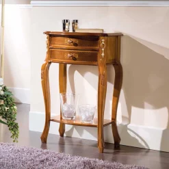 Wohnen Telefontische*Barock Beistelltisch mit 2 Schubladen Natale in Nussbaumfarben