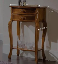 Wohnen Telefontische*Barock Beistelltisch mit 2 Schubladen Natale in Nussbaumfarben