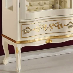 Wohnen Barock Design Vitrine in Weiß & Gold - Iviada