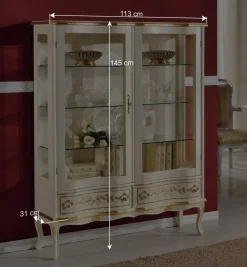 Wohnen Barock Design Vitrine in Weiß & Gold - Iviada